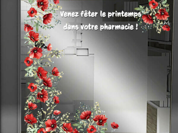 VITRINE PRINTEMPS Cascade Fleurie Œillets rouges